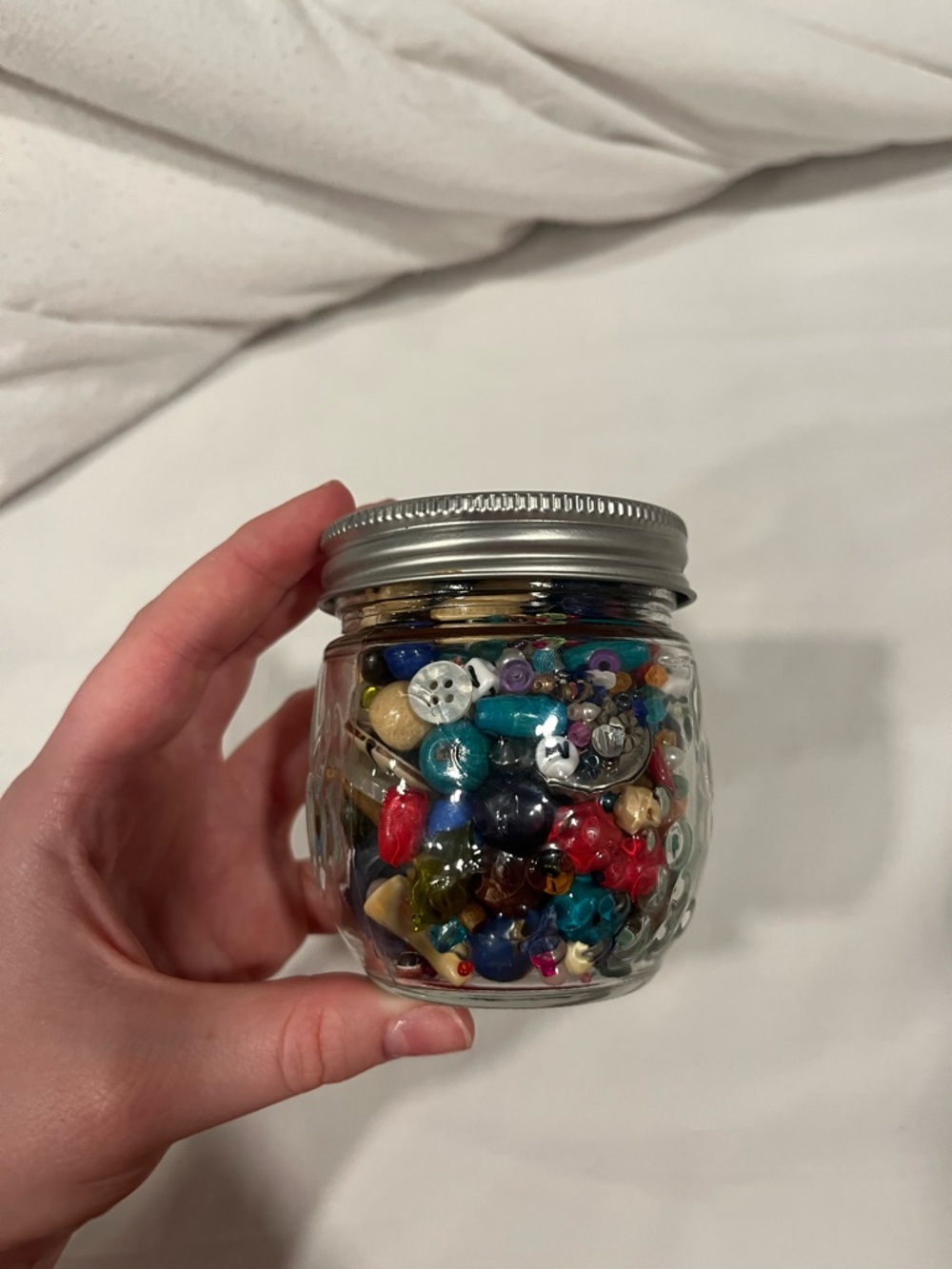Jar of beads + buttons
